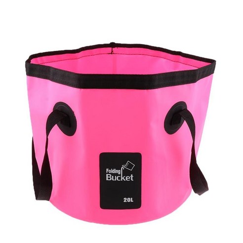12L / 20L 야외 캠핑 낚시 여행 폴딩 버킷 물 컨테이너 보관 가방 세면기 족욕 세척 냄비 그릇, 핑크, 설명