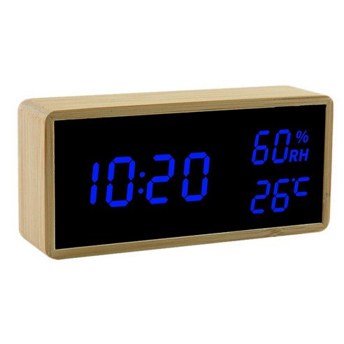Deoxygene 아이 침실을위한 스마트 디지털 알람 시계 배터리 led 디스플레이 책상 시계 12/24 h 시간 온도 습도 블루, 옐로우&블루