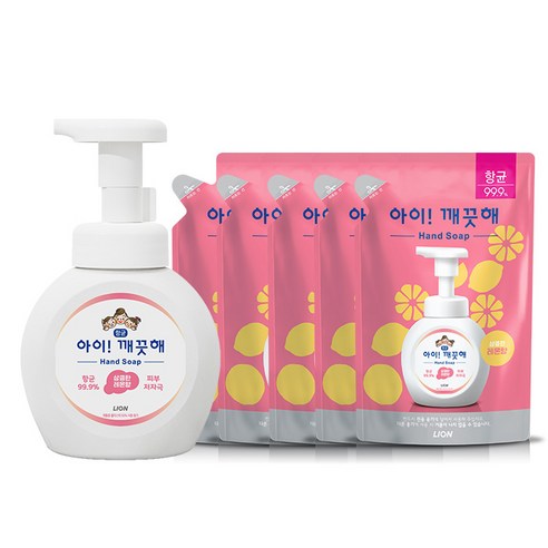 아이깨끗해 순(용기1+리필x5개), 레몬향/1250ml, 1개