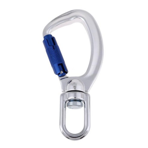 360도 회전 눈을 가진 옥외 암벽 등반 Rappelling D 모양 헤비 듀티 23KN 자동 잠금 카라비너, 실버, 블루, 알루미늄 합금