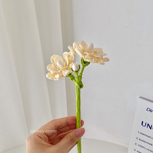 활력 코너 빌딩 블록 꽃다발 어셈블리 인공 꽃 하늘 스타 릴리 인공 꽃 영원한 꽃 장식 꽃 장식품, 재스민(직접조립해야합니다), 하나
