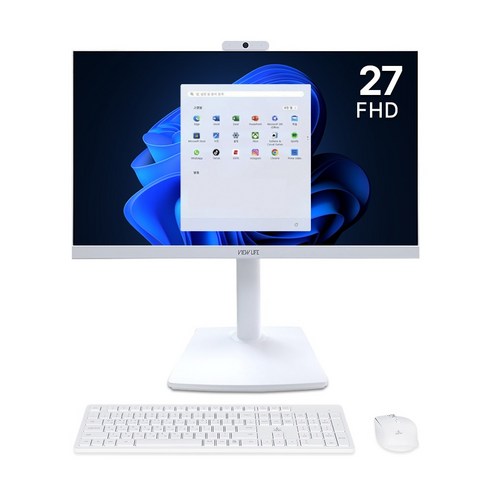 뷰라이프 27형 고급형 웹캠 일체형PC N5095 윈도우11포함 무선키보드마우스 마우스패드 증정, WIN11 Pro, 128GB, 8GB, 화이트, AP-T270C-N5