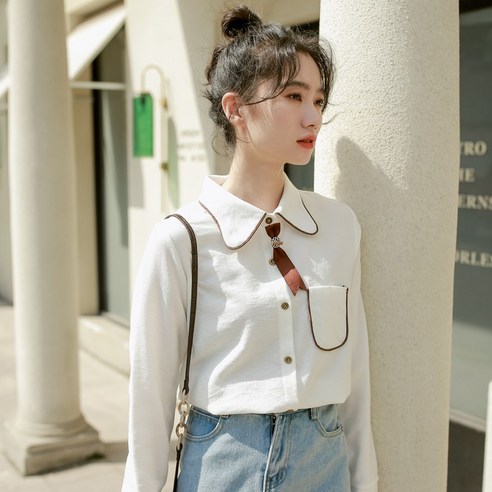 SU 화이트 셔츠 여성 디자인 감각 틈새 이른 봄 가을 긴팔 인테리어 새로운 서양식 대학 스타일