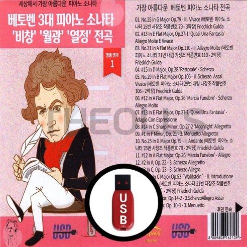 [더올스] 정품 USB 베토벤 3대 피아노 소나타 비창 월광 열정 전곡