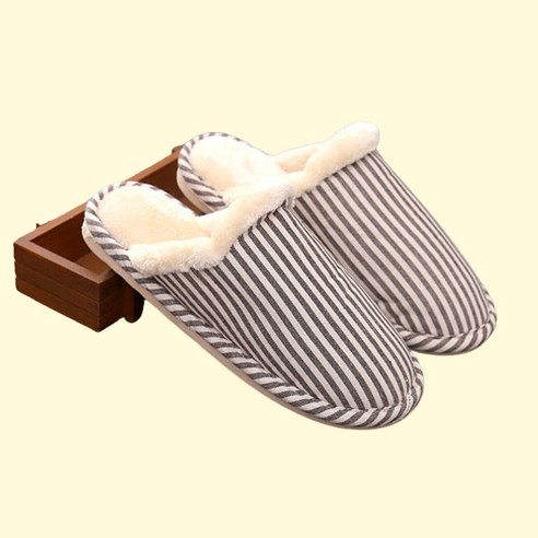 지구봄 STRIPE 방한 털 실내화