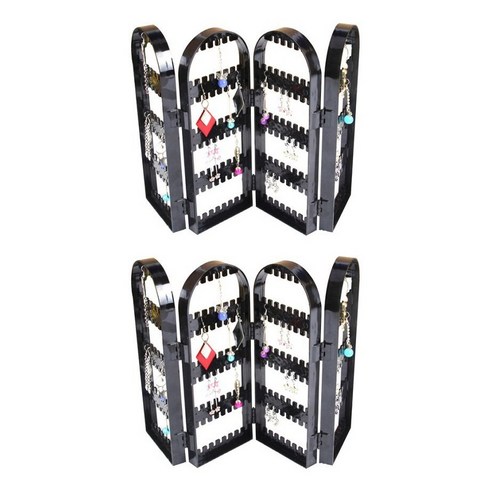 귀걸이 악세서리 정리대 정리함 보관대 보관함, 아크릴 블랙 4단 x 2개