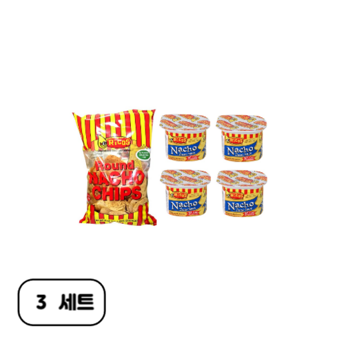 리코스 라운드 나쵸칩 + 나쵸 치즈소스 4p, 554g, 3세트
