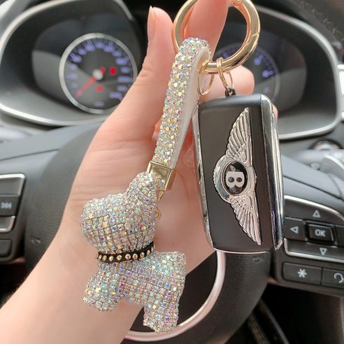 다이아몬드 귀여움 캐릭터 창의 선물 법투견 자동차 열쇠고리 액세서리 가방 액세서리 강아지 열쇠 부품, 복권