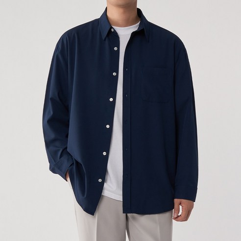 스타일리쉬하고 편안한 팀스핏 오버핏 구김방지 남성용 셔츠