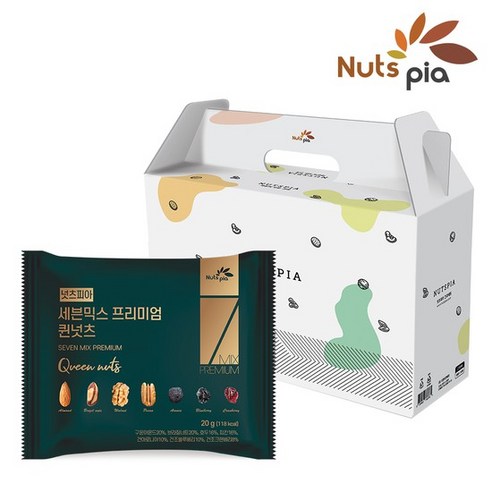 [넛츠피아] 세븐믹스 프리미엄 퀸넛츠 50봉 하루견과 선물세트, 50개, 20g