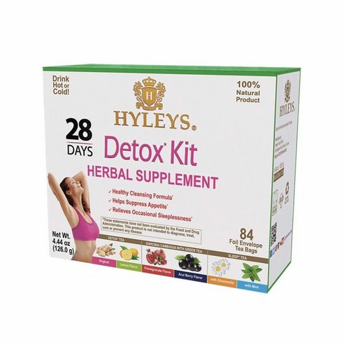 Hyleys 클렌징 허브차 키트 84개 티백 포함 28일 분 바디 클렌징, 84 Count (Pack of 9)HYLEYS Tea, 28 Day Detox Kit, 1) 28일 해독 키트 - 84 Count Pack o, 1) 28일 해독 키트 - 84 Count Pack o