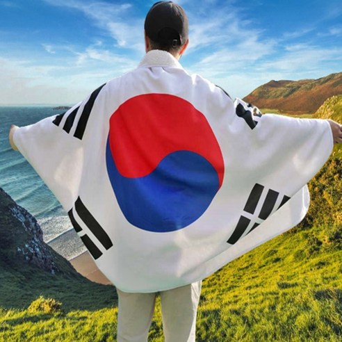 월드컵 올림픽 응원 대한민국 홍보 태극기 담요 망토 극세사 외국인 친구 선물, 선물용끈상자추가(단일사이즈)