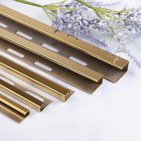 티타늄 사각 몰딩 골드 폴리싱 6 8 10 12 15mm 재료 분리대 2.4M 코너비드, 6mm, 1개