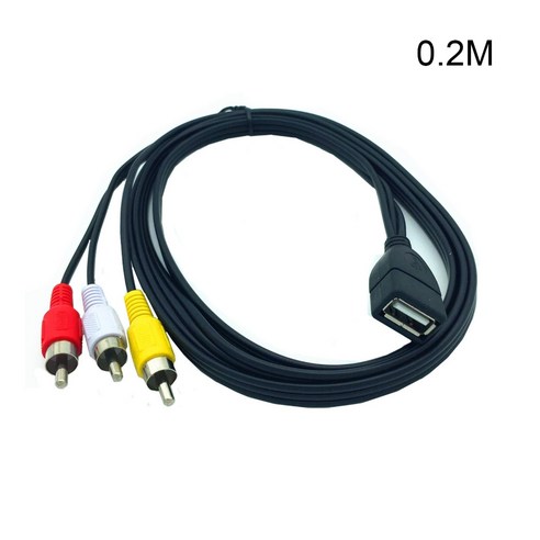 USB Amer to 3RCA 남성 오디오 비디오 캡처 카드 오디오 비디오 복합 어댑터 케이블 TV 오디오 비디오 어댑터 리드, 2) 0.2m, 2) 0.2m