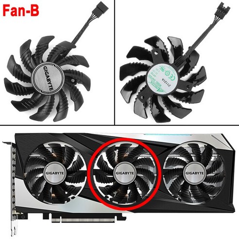 Gigabyte GeForce RTX 3060 Ti RX 6600 6700 XT GAMING 그래픽 비디오 카드용 쿨러 팬 교체 78mm, 02 Fan - B