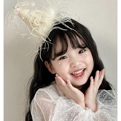 찐 오조파티 생일 파티 고깔 왕관 머리띠, 1개, 34_청순_꼬깔_베이지