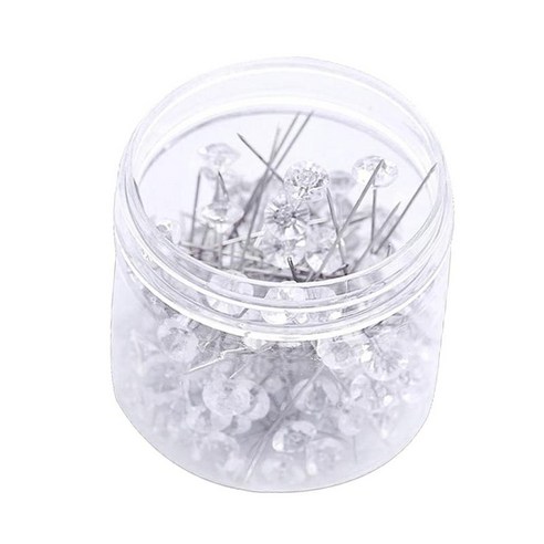 100x다이아몬드 헤드 웨딩 부케 핀 바느질 꽃집 공예 양재, 실버, 8 × 52mm, 설명