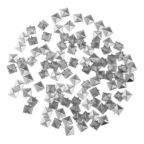 100pcs 광장 피라미드 리벳 금속 스터드 스팟 스파이크 나사 공예 diy 장식, 구리, 실버