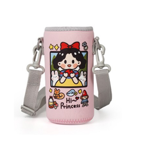 FANSDA 350/500ML 크로스 캐릭터 물병 가방, 500핑크, 1개