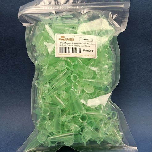 비멸균 1.5mL 8가지 색상 마이크로 튜브 원심분리 micro centrifuge tube 캡튜브 원심관 미니, Green(200ea)