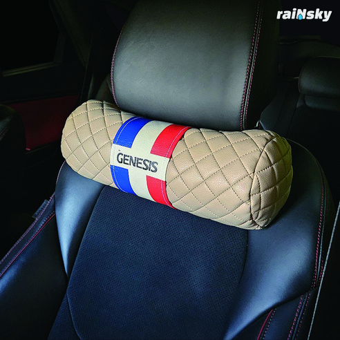 제네시스 차량용 목쿠션 자동차 목베개 G70 G80 GV70 GV80, 제네시스 로고, 1개, 블랙 제네시스뒷자석모니터고장 Best Top5