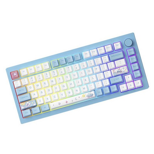 몬스긱 V3 프로 세 가지 모드 RGB 핫스왑 메탈 기계식 키보드, 스카이블루, M1(크림블루축), 텐키리스