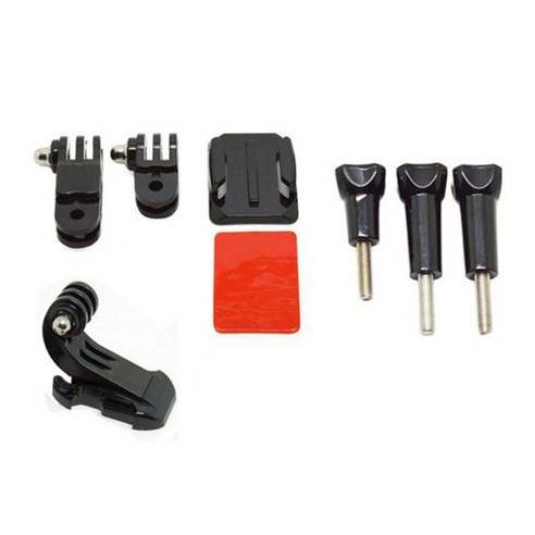 GoPro Hero 2 3+4 곡선 접착 버클 장착형 플랫베이스, 블랙, ABS, 헬멧 사이드 마운트 키트