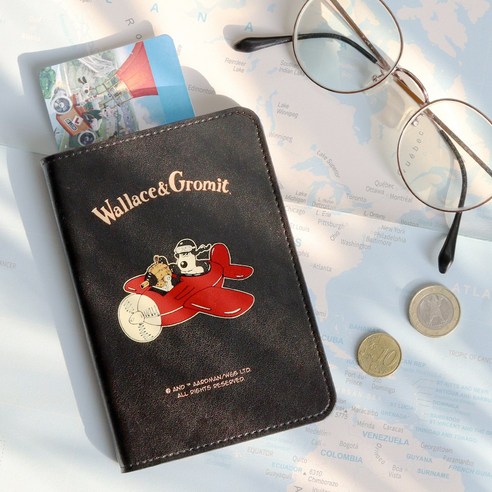 월레스와 그로밋 여행 여권케이스 비행기