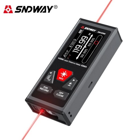 전문가용 거리 측정기 SNDWAY 양방향 레이저 계량기 테이프 측정 눈금자 120m red laser, 1개