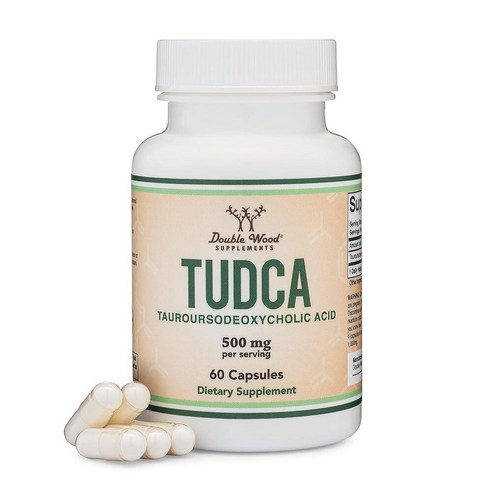 TUDCA 담즙 소금 간 지원 보충제, 500mg 분량, 간 및 담낭 클렌징 보충제 (60캡슐, 250mg) 천연 담즙산 TUDCA 강한 쓴 맛이 나는 Double Wood