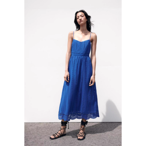 ZARA 자라 펀칭 자수 루즈핏 롱원피스