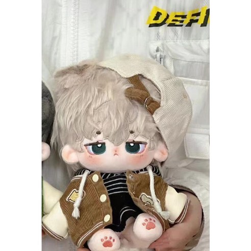 모카돌 20cm 솜인 형옷 골덴 야구점퍼, 브라운, 1개