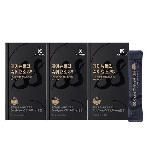 [3박스] 케이뉴트라 숙취효소-88 총18회분 맛있는 특허원료 숙취해소제, 18g, 3개