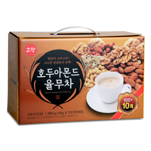 고향 호두아몬드율무차 110T, 18g x 110개입, 18g, 1개, 110개입 맛있는율무차 Best Top5