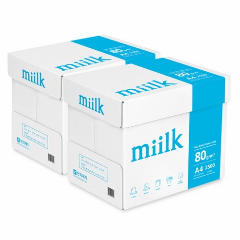 [밀크] A4용지 80g 2박스(5000매) Miilk, 상세 설명 참조 복사용품/라벨지