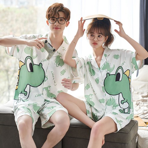 ANYOU 자주잠옷 커플 잠옷 실크핏 실크핏 세트 홈웨어