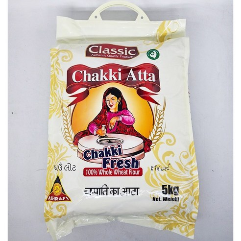 CLASSIC Chakki ATTA 클래식 차키 아따 밀가루, 5kg, 1개