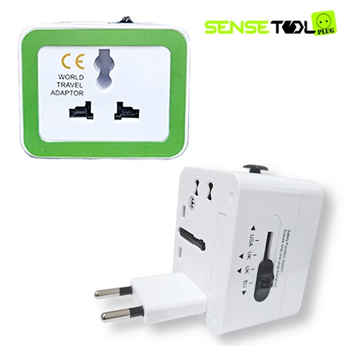 센스툴 멀티 해외 여행용 아답터 110V 240V 듀얼 USB 충전기 유럽 미국 캐나다 일본 홍콩, 1개