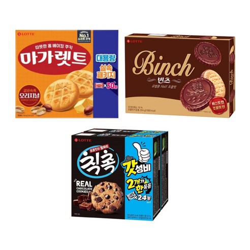 롯데 마가렛트660g+빈츠204g+칙촉168g 2번들(336g)