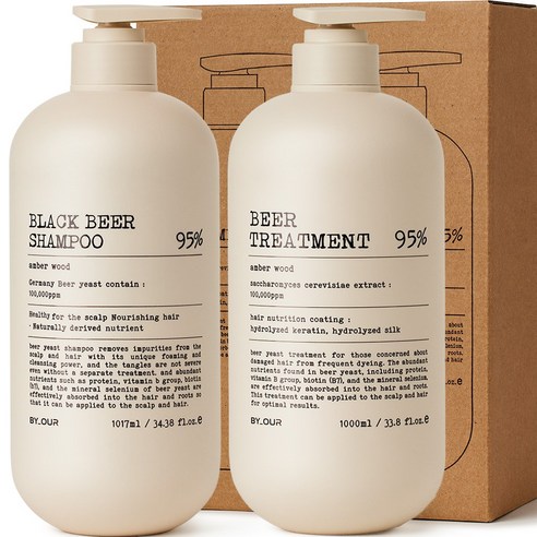 바이아우어 10만PPM 맥주효모 탈모 샴푸 1017ml + 맥주효모 단백질 트리트먼트 1000ml, 1세트
