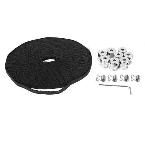 노 브랜드 10 m 고무 오프닝 벨트 6mm 너비 + 8pcs gt2 풀리 20 치아 보어 5mm 3d 용 4pcs 잠금 스프링, 프린터 액세서리