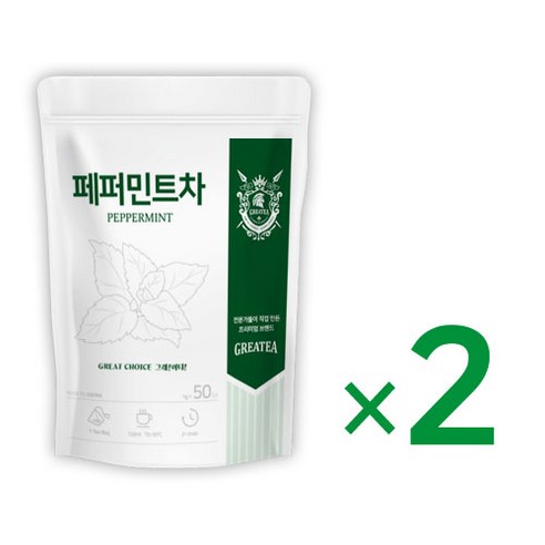 Greatea 그래이티 페퍼민트 차 50티백, 1g, 50개입, 2개