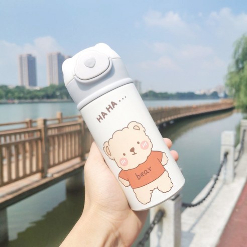 절연 컵 숙녀 크리 에이 티브 고 가치 휴대용 물 컵 하트 인 바람 간단한 짚 컵, 320ML 붉은곰, {"패션의류/잡화 사이즈":"컵"}
