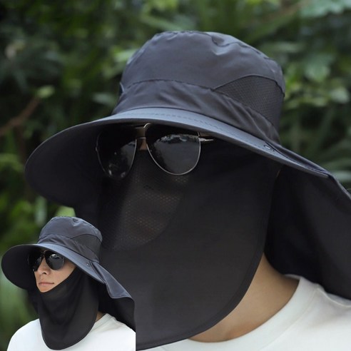 클로바스 자외선 차단모자 햇빛가리게 등산모자 1p, 블랙