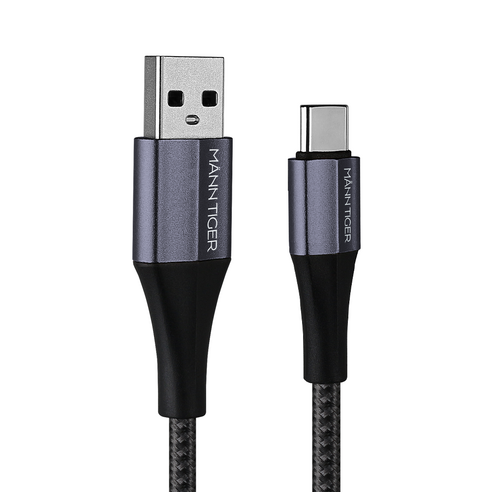만타이거 제니스2.0 USB A to C 타입 고속충전 케이블, 2개, 차콜, 2.4m