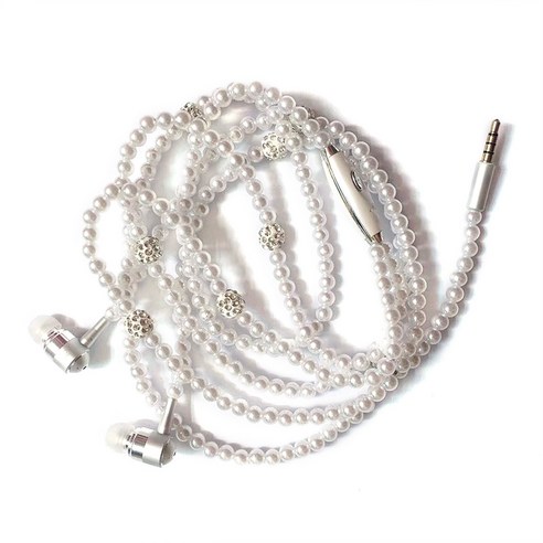 dodocool 진주 목걸이 헤드셋 3.5mm 유선 헤드셋(마이크 포함), 하얀, 이어폰