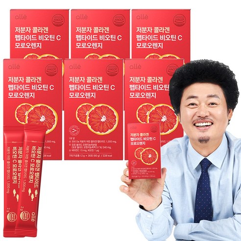 저분자콜라겐 펩타이드 비오틴 모로 오렌지 실 속형 가루 알레 윤택 2g x 30포, 6개