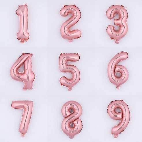 아트포유 은박 파티 숫자풍선 중형 80cm, 1개, 핑크 골드 0 ~ 9 세트
