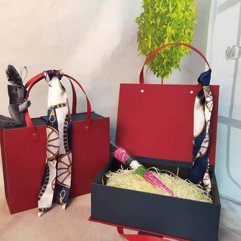 ZZJJC 선물함 선물함 선물함 절친 생일 선물함 빈 상자, 적염홍+라피초 꽃다발 꼬치등 소망토끼스카프, 18*13*6.5cm (립스틱 향수 포함)