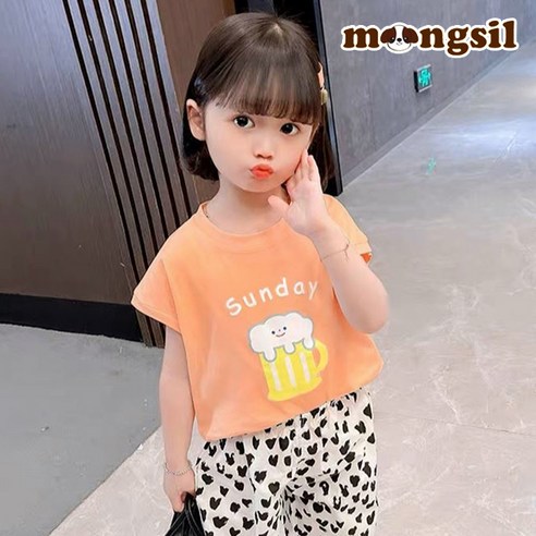 몽실이 쿨팬츠 여아반팔상하복